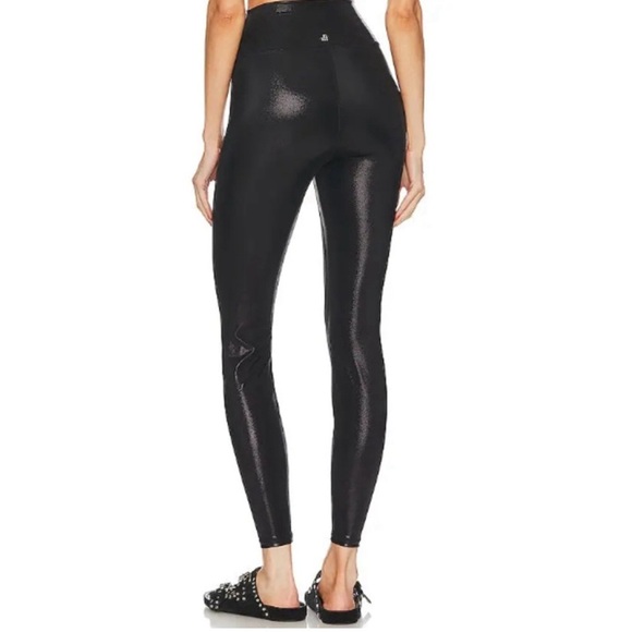 WeWoreWhat Leather Look Black Metallic High Rise Leggings Women's Size Large - Picture 3 of 14